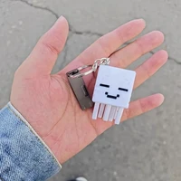 Game Ghast Cosplay Keychain Kawaii 3D Printing Keyring Key Chain Desktop Decoration Bag Accessory Ornament Prop 6
