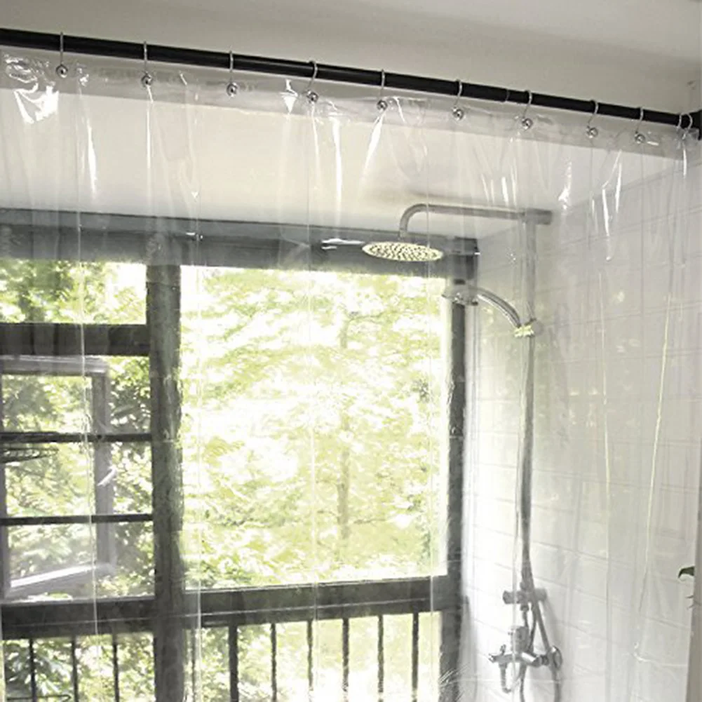 Clear Shower Curtain with Heavy Magnets PEVA Shower Liner 12 Hooks Waterproof Shower Curtain 180x180/200cm for Bathroom