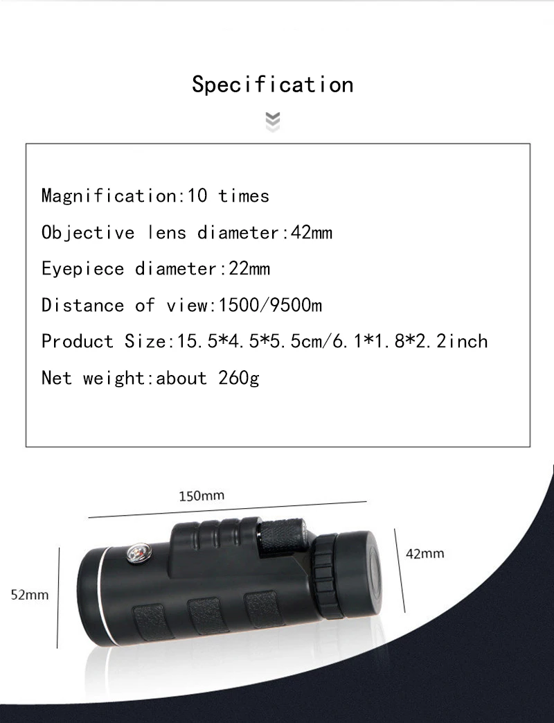 LOVE-ARCHEER Télescope Monoculaire jumelles 40X60 HD Dual focus Vision