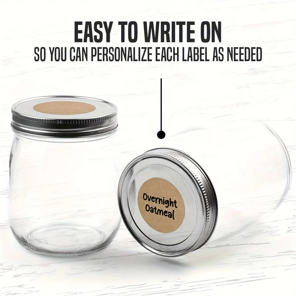 500 Pcs Kraft Heart Round Self-Adhesive Labels - Personalized DIY Stickers Baking, Item Classification Gift Tagging