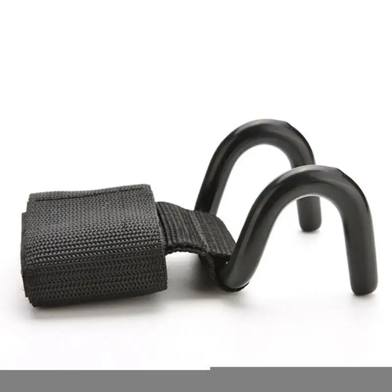 1PC Adjustable Strong Steel Hook Grips Straps Weight Lifting Strength Training Gym Fitness Black Wrist Support Lift Straps 6