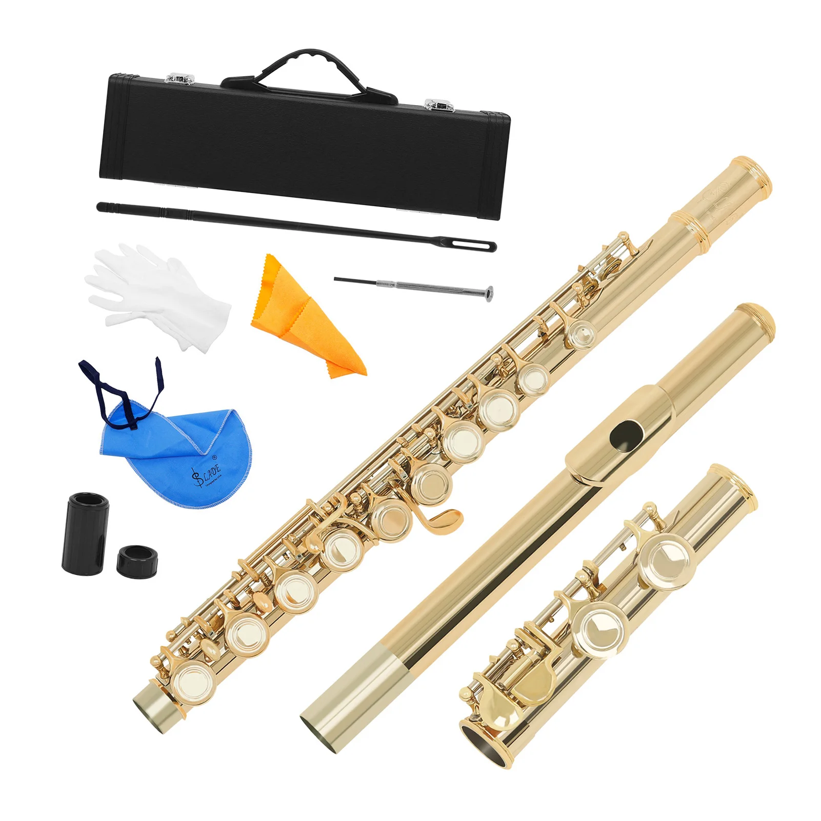 

Flute Nickel Plated Cupronickel 16 Hole C Key Woodwind Instrument with Case