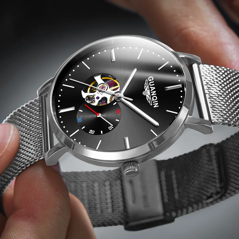 HEMUDU Men Tourbillon Movement Mechanical Business Casual Watches Sapphire Mirror Mechanical Skeleton Waterproof Watch Clock