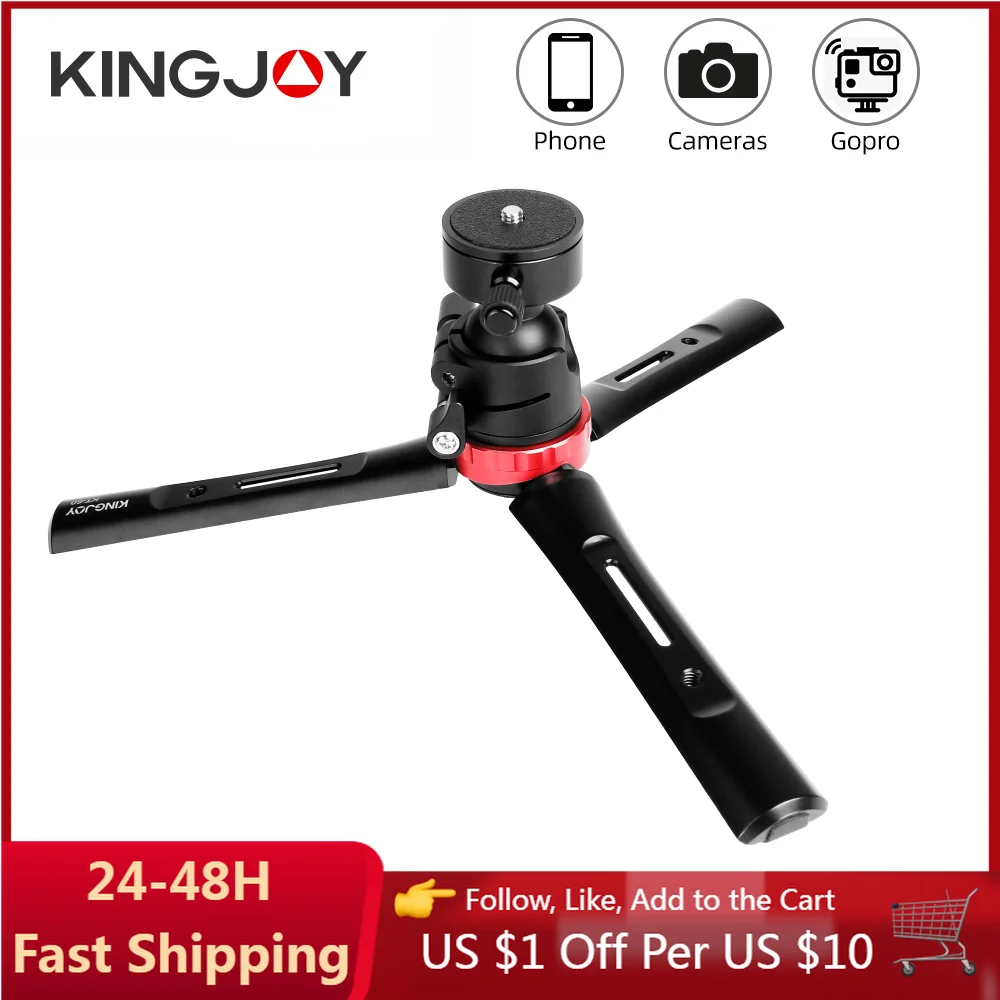 

KINGJOY Aluminum Mini Tripod Phone Camera Table Stand with Ball Head Flexible Holder Bracket for Smartphone, Gopro, DSLR KT-60