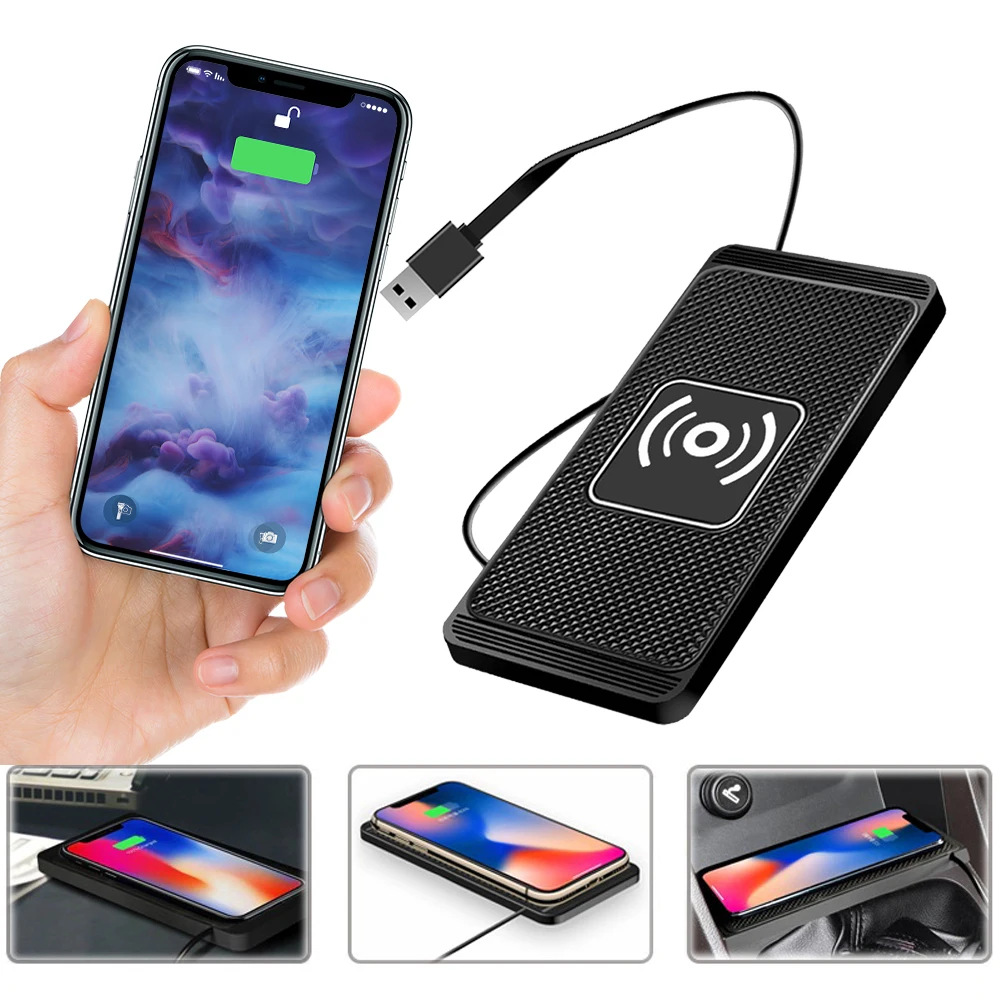 15W QI Wireless Charger Non-Slip Silicone Car Fast Charging Pad
