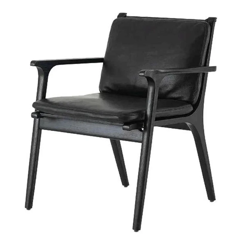 

Rending Armchair solid wood classic luxury hotel dining chair full leather design is light and luxurious.