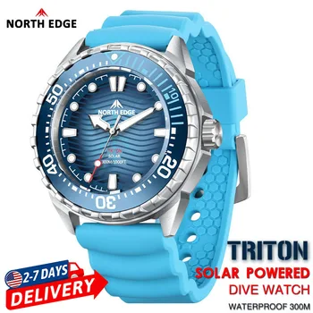 NORTH EDGE 2025 New TRITON Solar Powered Dive Watch Men Luxury Digital Watches For Men 316L Stainless Steel Case Waterproof 300M