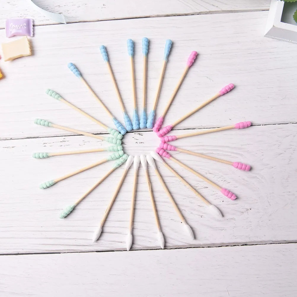 100PCs Cosmetic Cotton Swab Stick Double Head Ended Clean Cotton Buds Ear Clean Tools For Children Adult