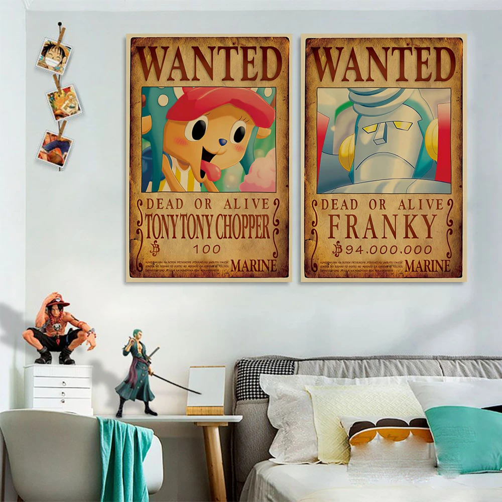 One Piece Wanted Poster Anime Character Luffy Nami Decorative Painting Cartoon Mural Kids Room Art Prints Modern Home Wall Decor Aliexpress