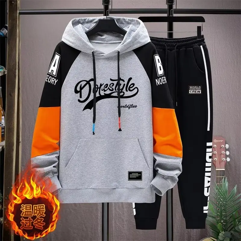 Fashion Men's Sets Korean Style Trend Pullover Hoodies Men+Casual Harajuku Streetwear Sweatpants Spring Autumn Men Clothing Sets 2