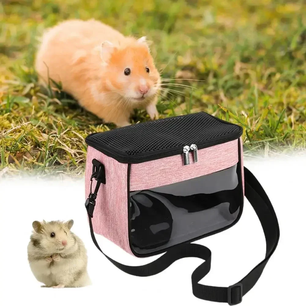 

Carrier Pets Window Small Strap Transparent Rats Travel Bag Hamster Portable Hanging for Adjustable With