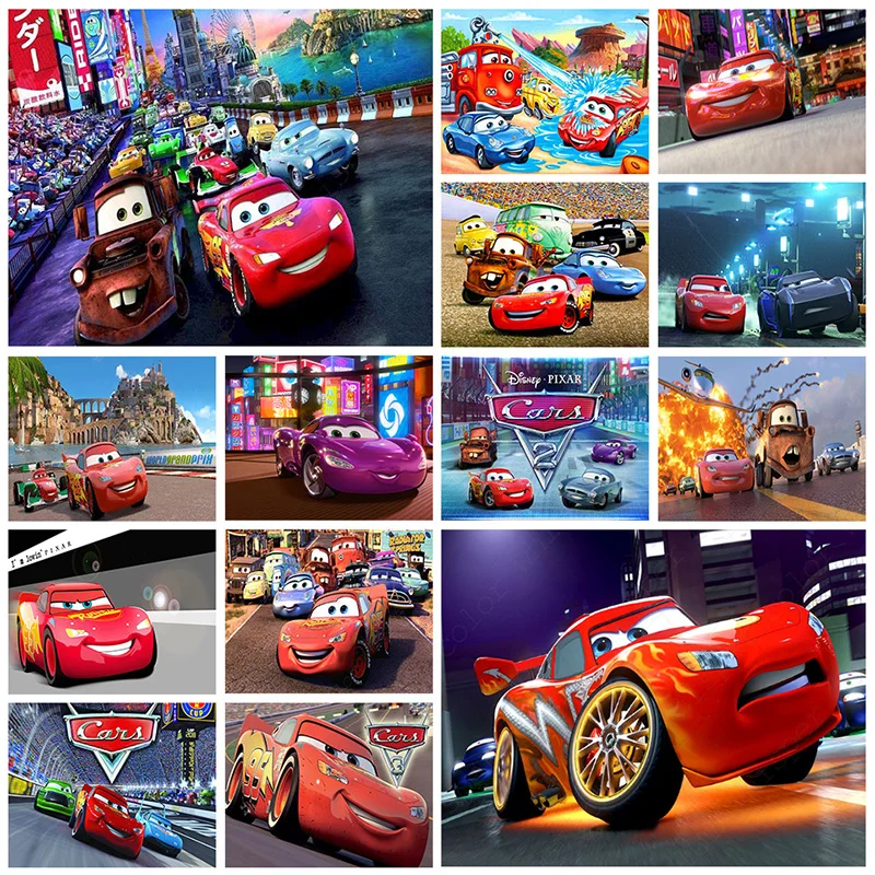 Disney Cartoon Lightning Mcqueen Car Diamond Drawing Circle/Square Bit Kit Ricamo Mosaico Strass Artigianato Per La Decorazione Domestica