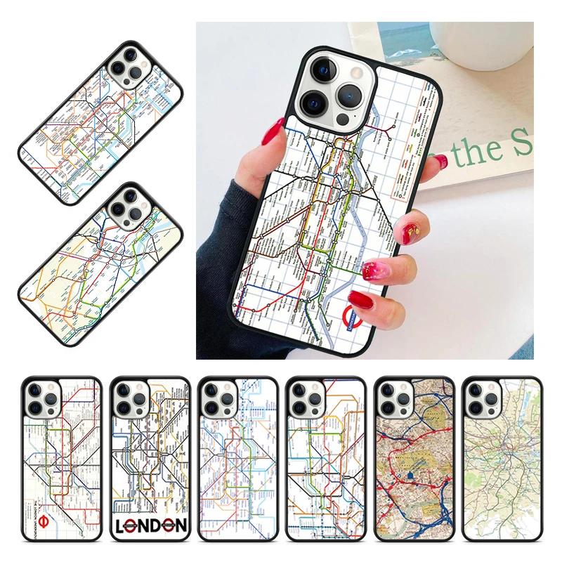 London Underground Tube Map Custodia Per Telefono Cover Per Iphone 15 14 13 12 Pro Max Mini 11 Pro Max Xs Xr 6 7 8 Plus Se2020 Coque Shell