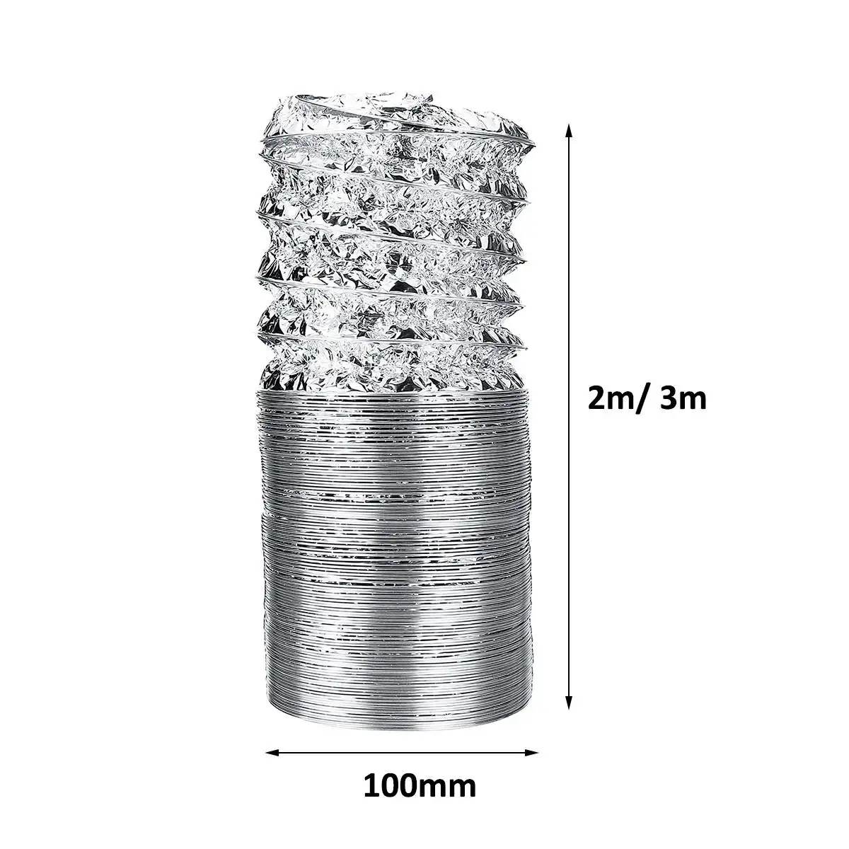 2/3M 4 inch 100mm Ventilator Pipe PVC Aluminum Tube Air Ventilation Pipe Hose Flexible Exhaust Duct Air System Vent Bathroom