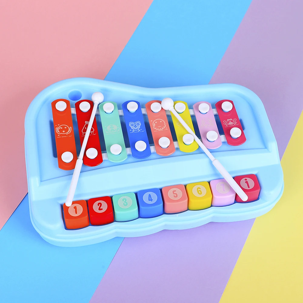 Orff Musical Instruments 8 Tone Hand Knock Xylophone Hand Knock Duet Piano Percussion Instrument Baby Educational Toys Kid Gifts