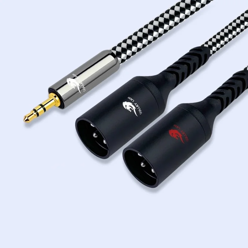Premium 3.5mm to Dual XLR Male Audio Cable - Shielded Y Splitter Adapter