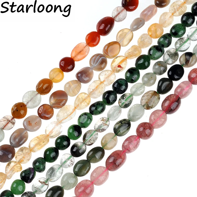 Natural Irregular GREEN PHANTOM CRYSTAL Quartz Agates Carnelian Gravel Loose Stone Beads 8*10mm DIY Jewelry Making Bracelets