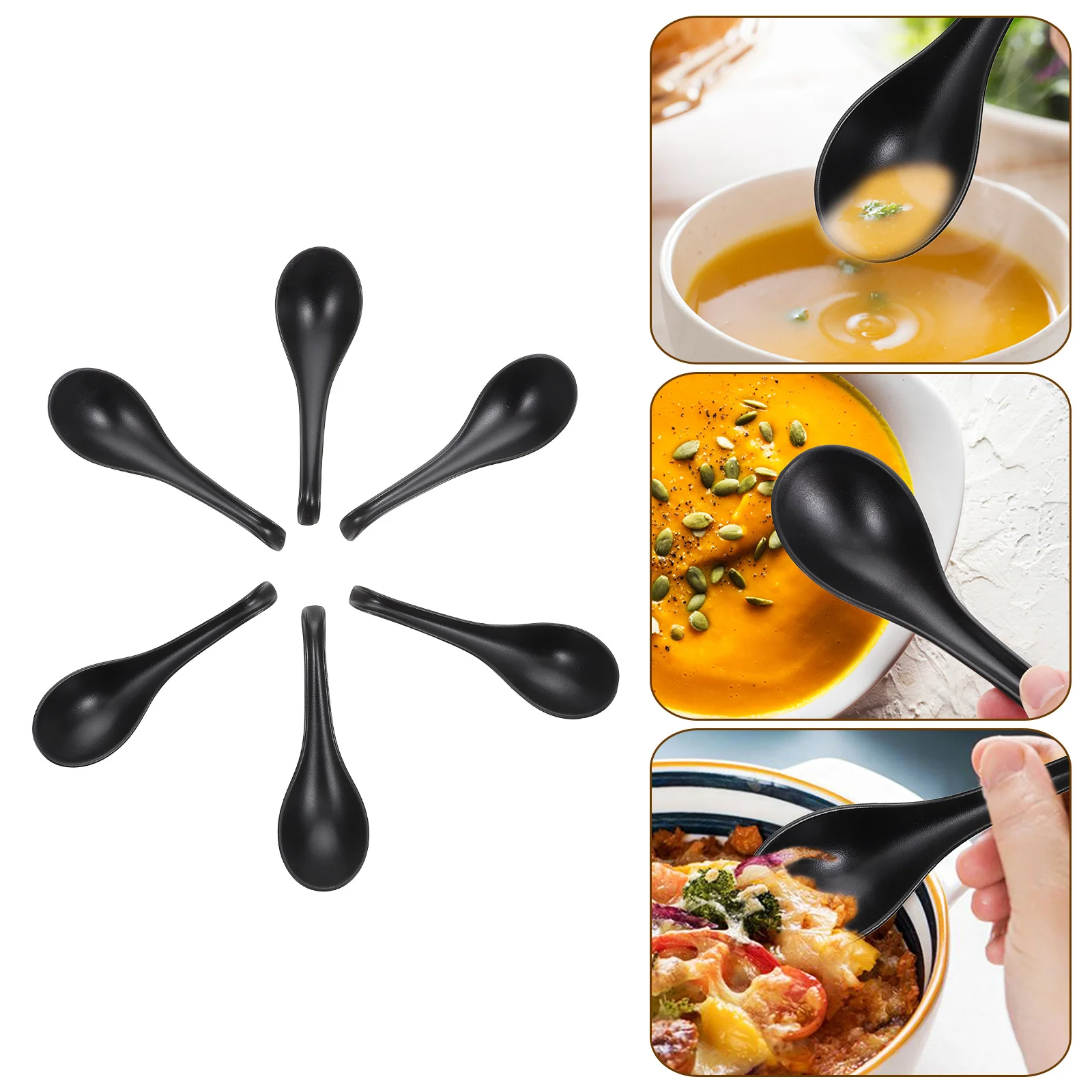 

Plastic Spoons Japanese Ramen Ceramic Spoons Melamine Breakfast Kitchen Soup Eating Ramen Cutlery