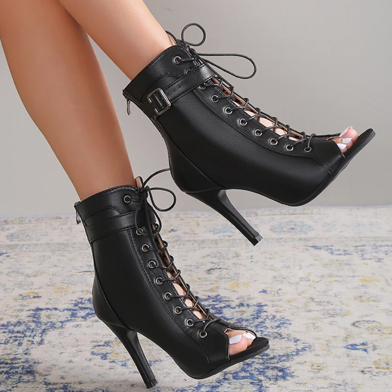 open toe lace up over the knee boots - Grrly Grrls