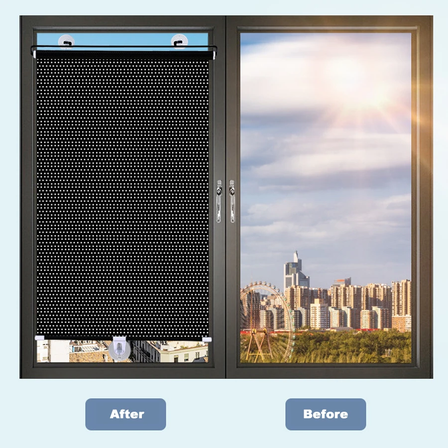 Blackout Blinds for Window Vertical Blinds Without Drill Blackout Roller Blind Curtains Drilling Rolls Shutter Black Out Home