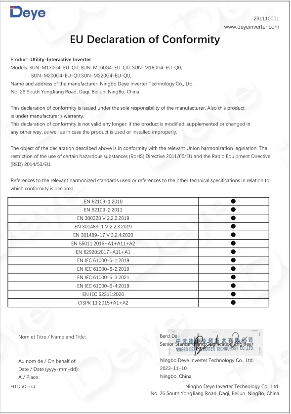 2000W Deye MPPT Solar-Mikrowechselrichter DC20-60V 230VAC mit Anti-Rückfluss-Funktion, unterstützt 4 Stück 210-700W PV-Module. Versand aus der EU. – Detail 9