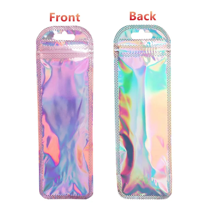 100Pc Resealable Holographic Pen Smell Proof Pouch Zipper Closure Beadable Packaging Bags for Pen Sealable Storage Bag 5