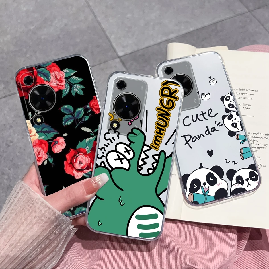 Clear TPU Silicone Soft Protective Case with Pretty Butterfly Bear Design for 6.75-Inch Smartphones