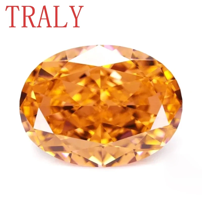 

Orange Color OVAL Shaped High Carbon Diamond 3EX Cut 5*7mm-13*18mm Simulation Diamond Loose Stone