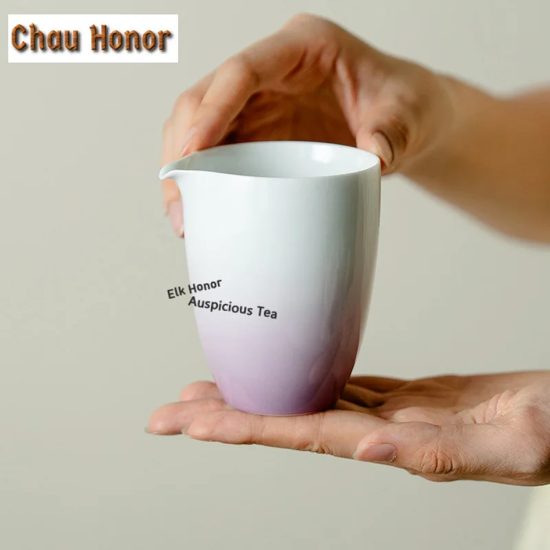 210ml Gradient Purple Ceramic Tea Pitcher Pour Tea Cha Hai Dispenser Justice Cup Coffee Fair Mug Cha Decoration Accessories Gift