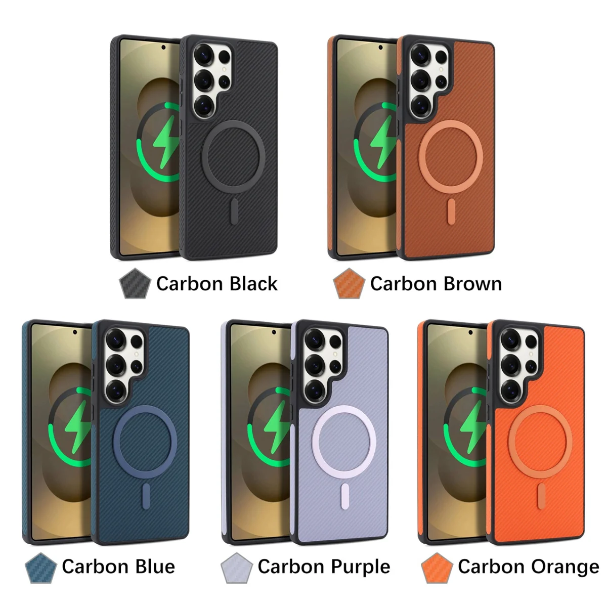 Luxury Ultra Thin Carbon Fiber Leather Magnetic Phone Case
