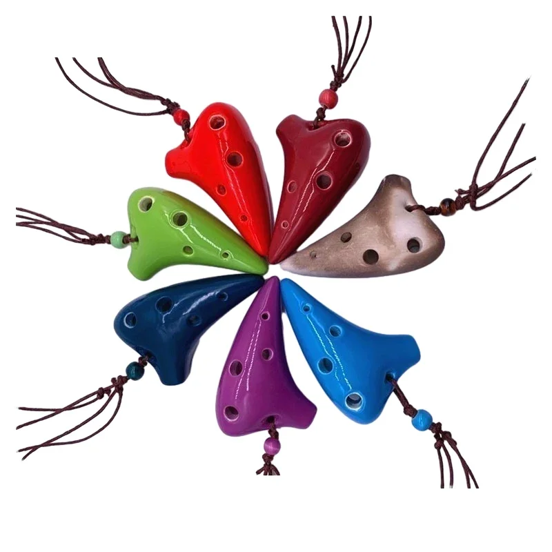 6 Hole Ceramic Ocarina C Tone Unbending Add Fun Colorful Music Lover Mini Ocarina With Lanyard For Child Beginner ceramic ocarina,handmade ocarina
