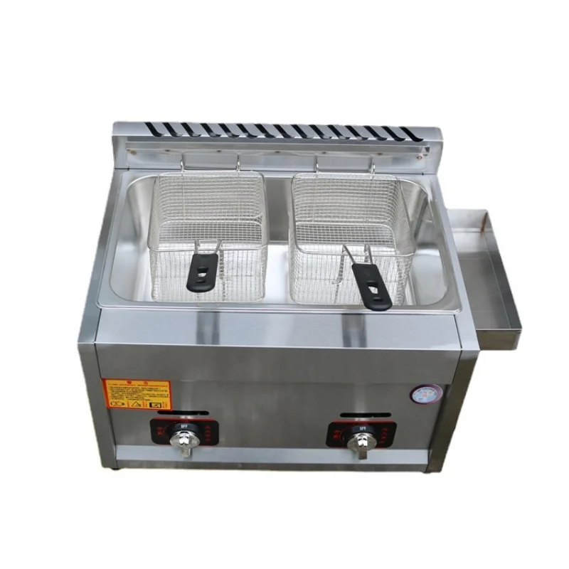 

French Fries Hot Fried Chicken Stainless Steel Energy Saving Double Cylinder Gas Frying Pan Commercial Gas Frying Pan