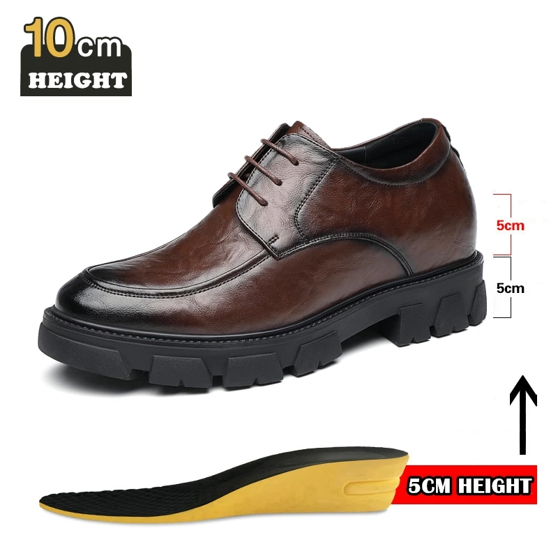 

Men Dress Shoes Elevator Shoes Platform High Heels Height Increase Business Casual Man Heightening Shoes 10 8CM Moccasins Taller