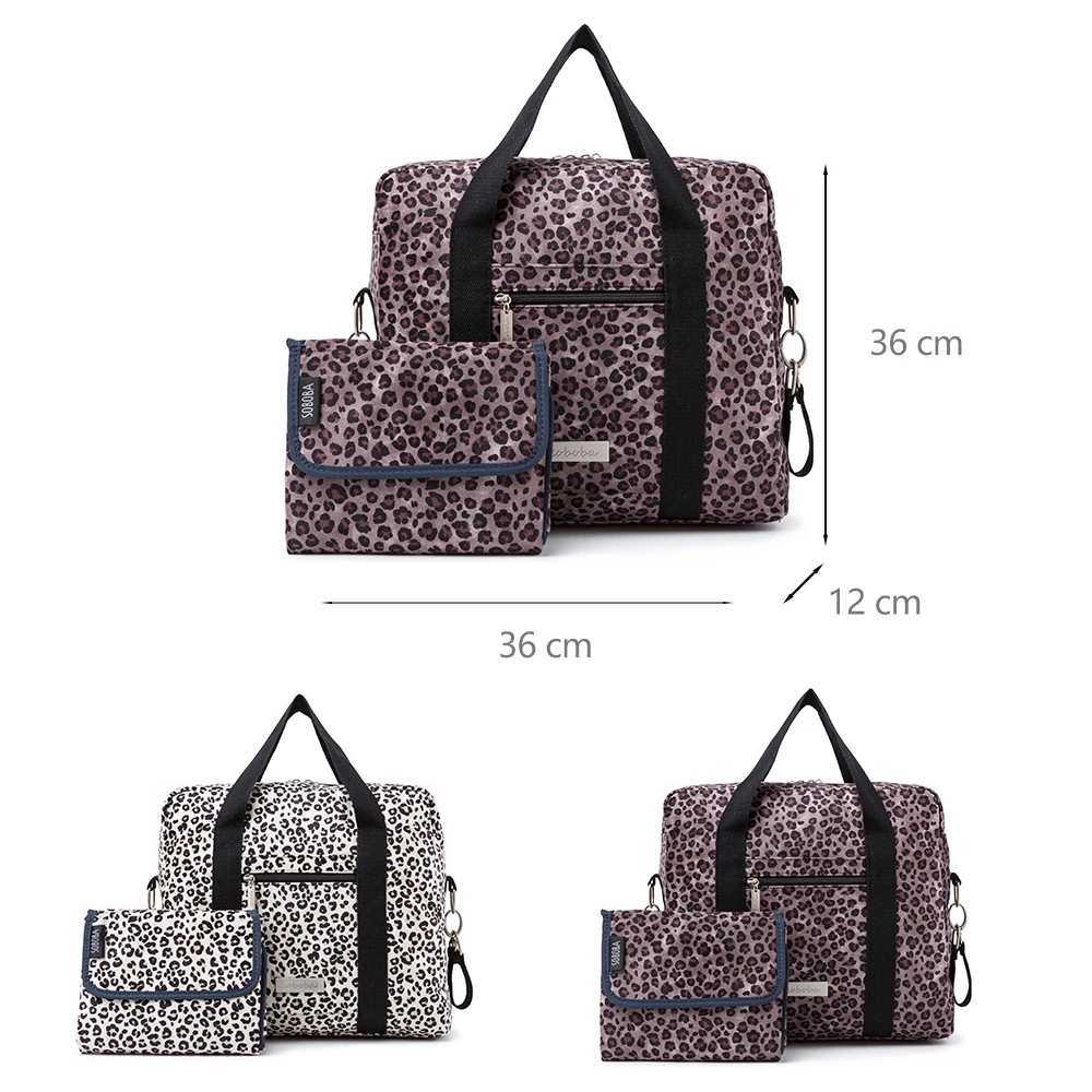 Soboba Fashion Leopard Diaper Bag for Mothers Large Capacity Shoulder Bag for Newborn Baby with Nappy Changing Pad & Straps 2