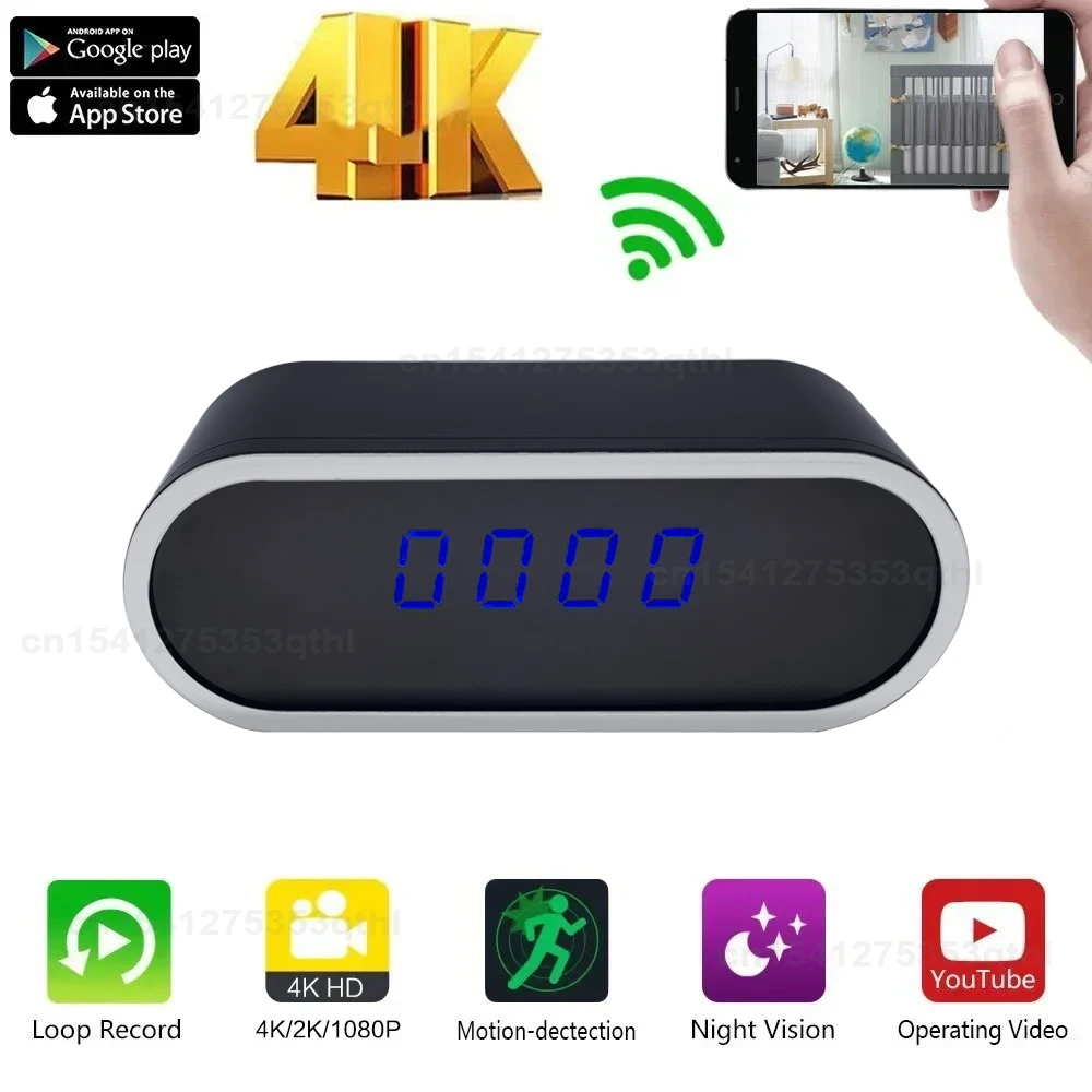 1080P Wifi Wireless Mini Clock Camera Time Alarm Watch Security Night Vision Motion Sensor Ap/Ip Remote Monitor Micro Home