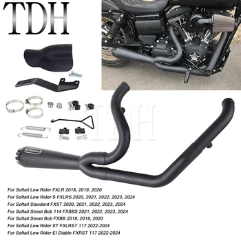 Exhaust Muffler System Motorcycle Rear Silencer Muffler Pipes Stainless Steel for Harley Low Rider EI Diablo FXRST Softail FXLR