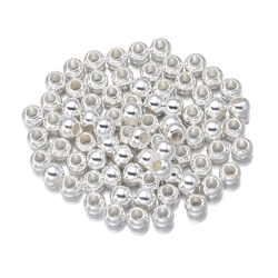 Versatile CCB Round Beads with Large Holes for DIY Jewelry and Craft Projects (Silver Color)