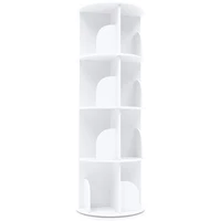 4-Tier Rotating Bookshelf Round Strong Bearing Capacity Adjustable Saving Space Bookshelf For Store Books In Living Rooms 1