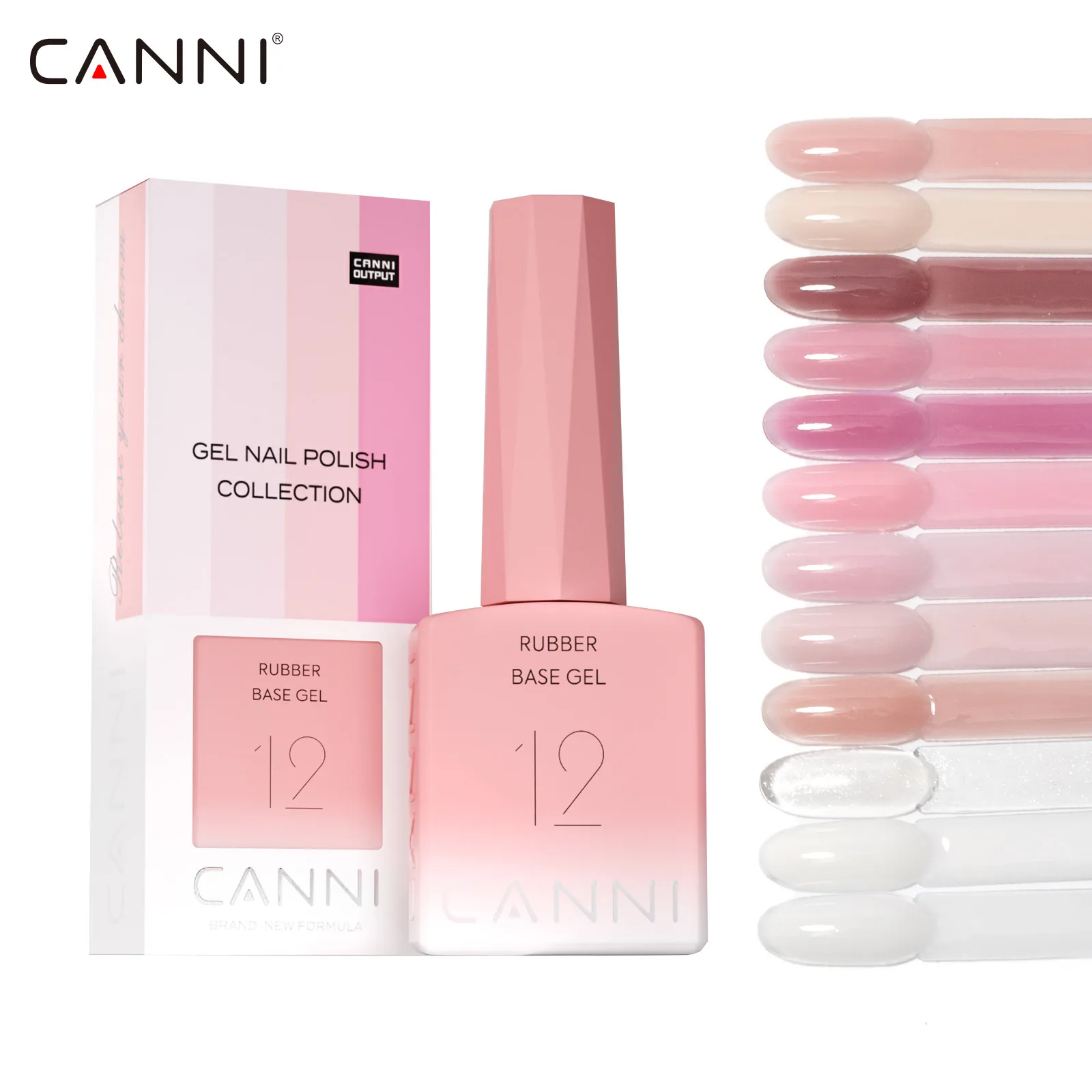 CANNI Rubber Base Gel 9ml 12 Colors TPO/HEMA FREE Soft Builder Base Soak Off UV LED Nail Gel Strengthening for Natural Manicure