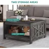 Coffee Table Farmhouse, Square Coffee Table with Semi Open Storage Compartment, Dark Country Style Oak 4