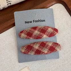 Luxurious Red Polka Dot Plaid Woolen Hair Clip - Refined Minimalist BB Clip (Type A)