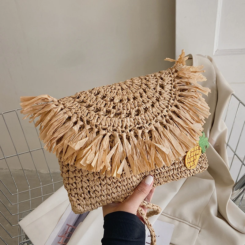 Raffia Fringe Clutch