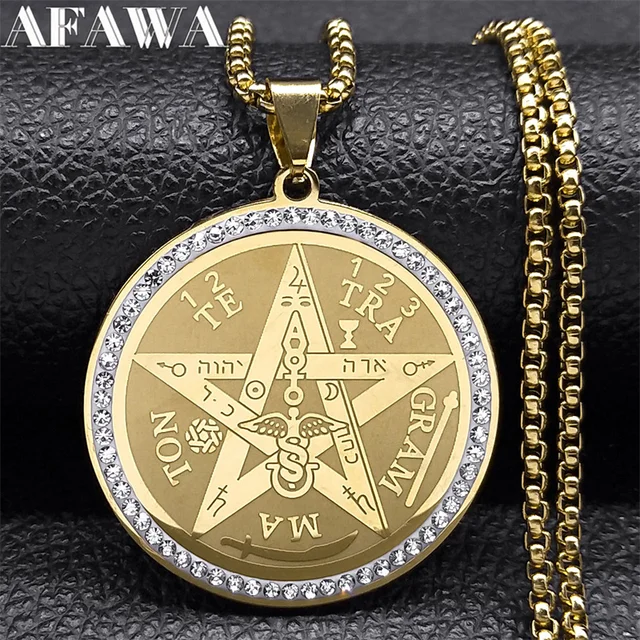 Collier amulette pentagrammaton pour femmes et hommes, en acier inoxydable, Talisman juif israélien, chaîne de pentacle, bijoux NZZZ499S02 1