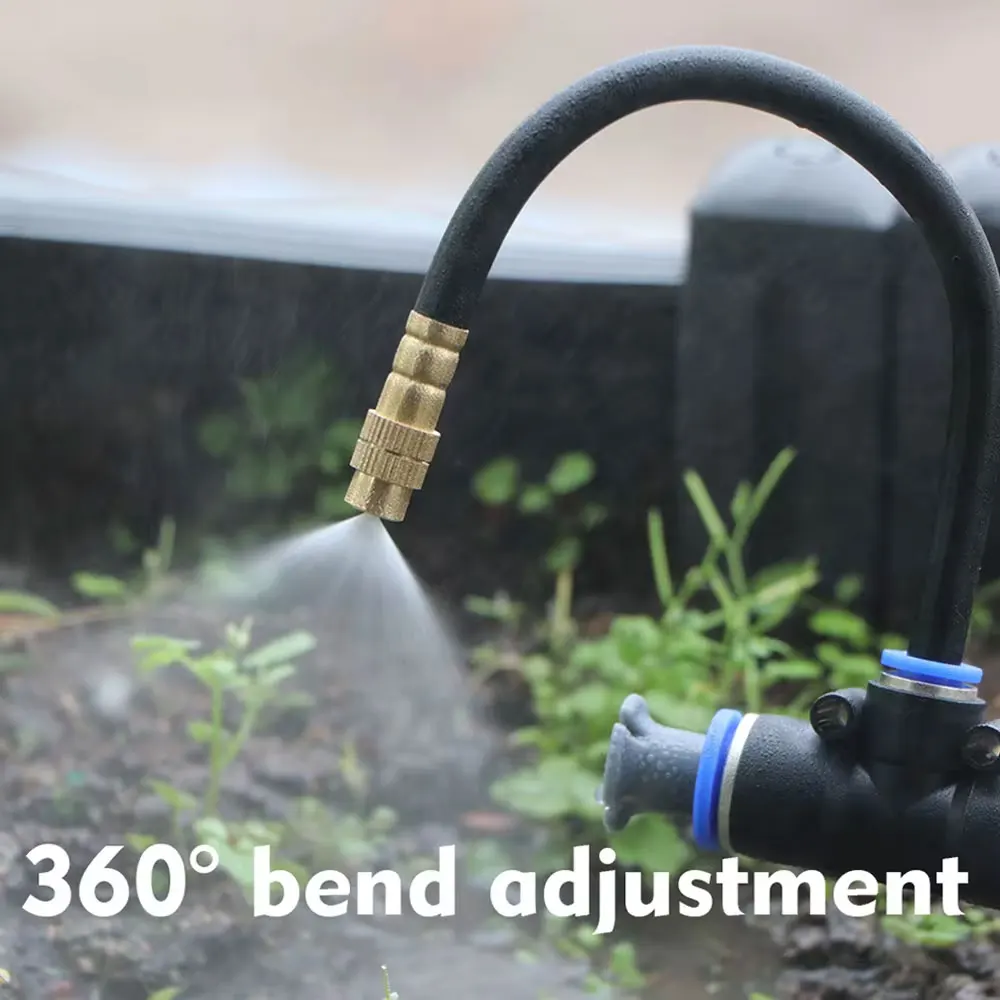 Bendable brass misting nozzle for garden