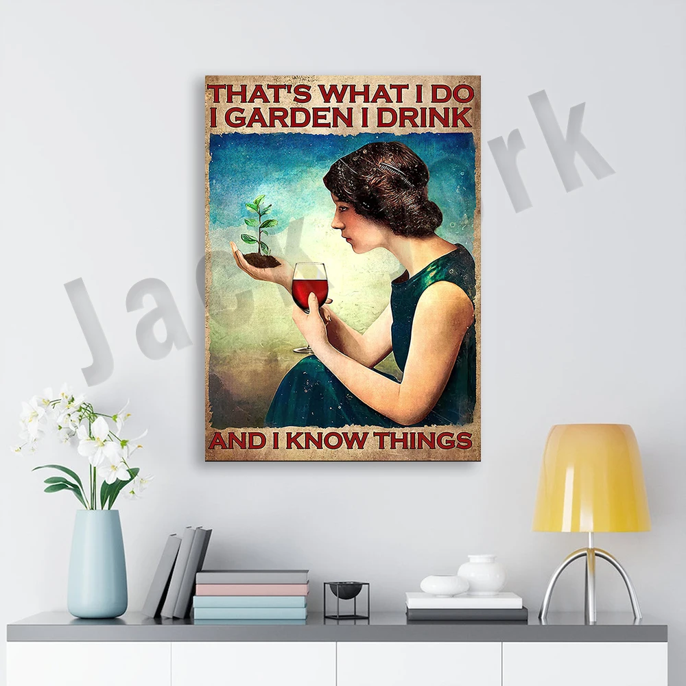 

Gardening girl and wine poster, this is what I make garden I drink poster, gardening poster for girls, gift for plant lovers