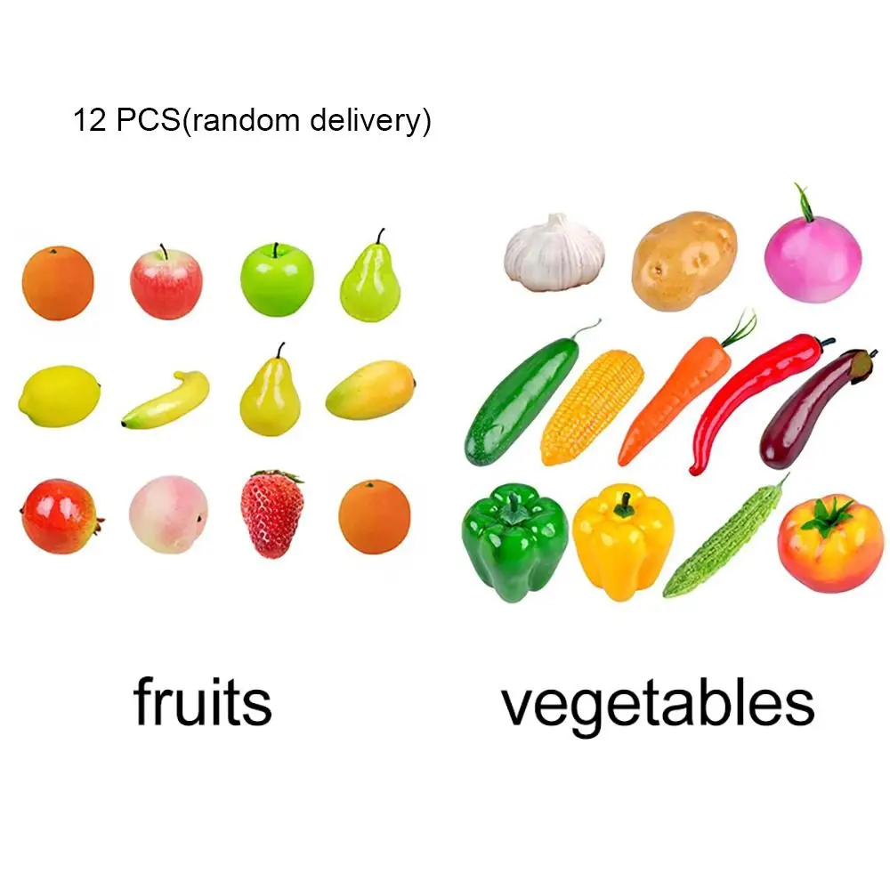 12PCS Artificial Fruits Vegetables Food Model Kitchen Landscape Home Decor Desktop Ornament Photo Prop