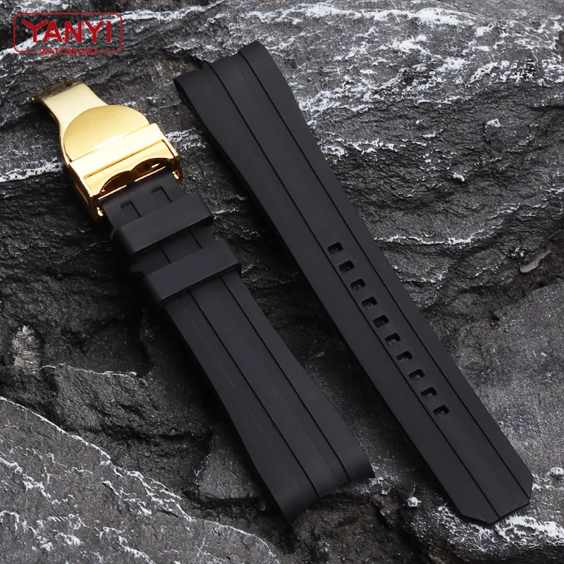 High quality Rubber bracelet 22mm 20mm watchband two color watch strap for omega seiko tudor rolex casio watches band curved end