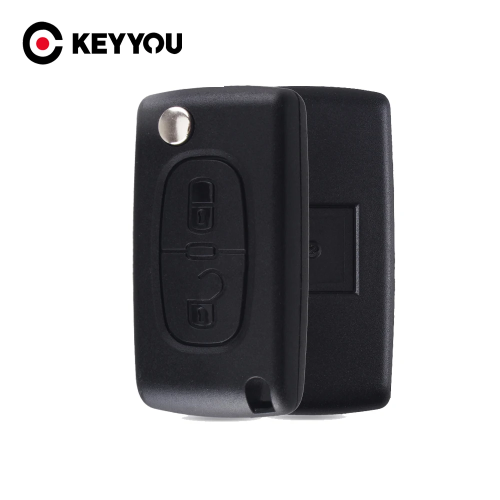 

KEYYOU 2 Buttons Remote Flip Key Shell Fob For PEUGEOT 307 308 107 207 407 408 WITH GROOVE CE0523