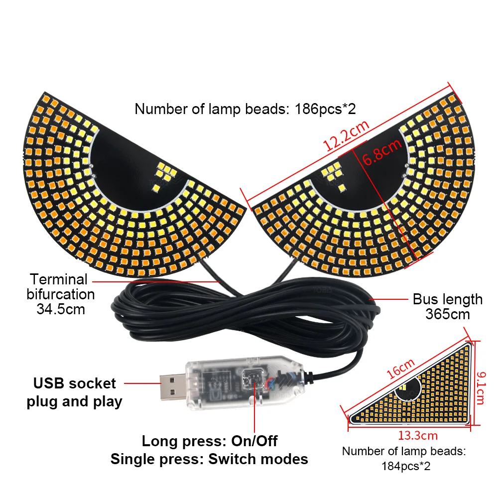 Oprah 2PCS Car Devil Eyes Light For Car Windshield USB Flashing