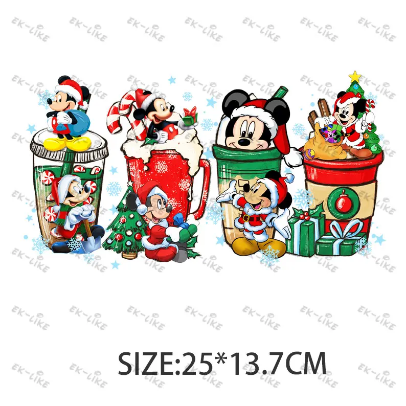 Disney Christmas Mickey Minnie Mouse Iron on Patches for Clothing